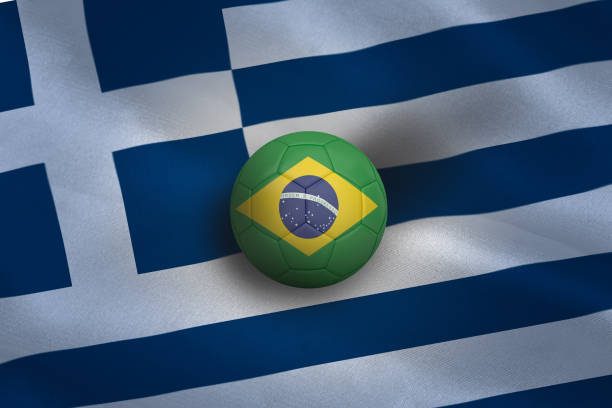 istock Football in brasil colours 835568154
