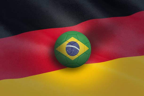 istock Football in brasil colours 835568228