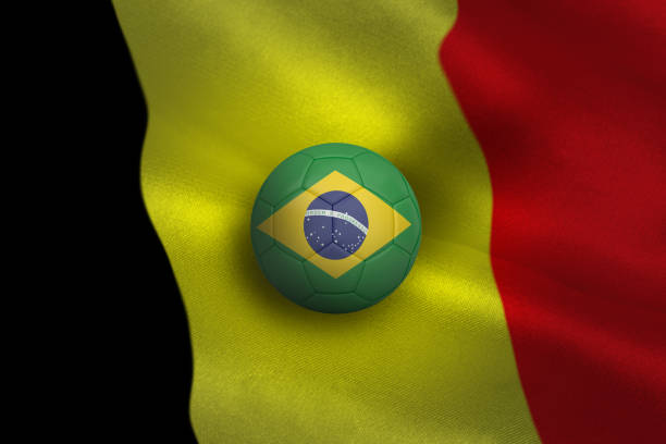 istock Football in brasil colours 835568734