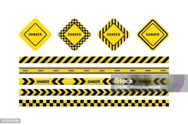 Danger Tapes Danger Sign Stock Illustration - Download Image Now - Security, Working, Safety