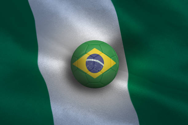 istock Football in brasil colours 835569564