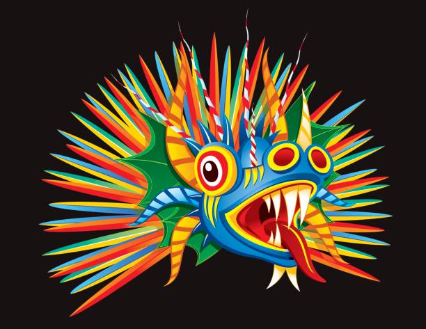 colorful traditional panama mask colorful traditional panama dragon monster mask panama illustrations stock illustrations