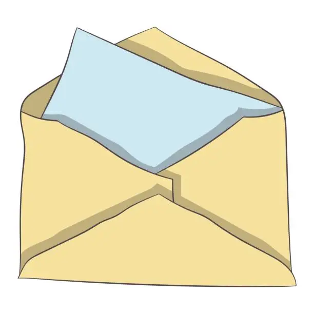 Vector illustration of Envelope with a letter. vector illustration. Drawing by hand.