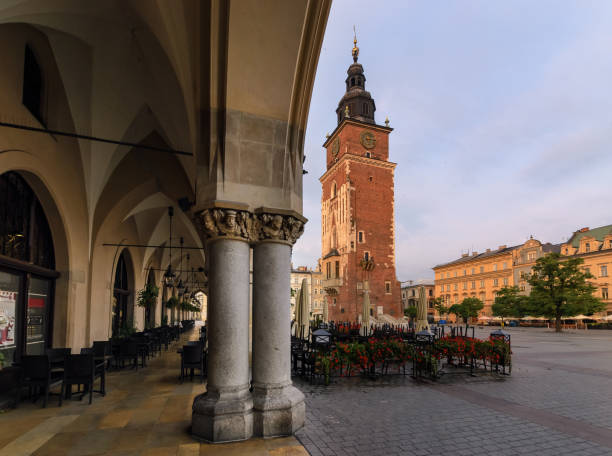 istock View on the town hall tower in Krakow square 835583412