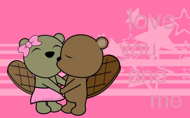 cute love baby boy and girl beaver cartoon background cute love baby boy and girl beaver cartoon background in vector format very easy to edit clip art of baby beaver stock illustrations