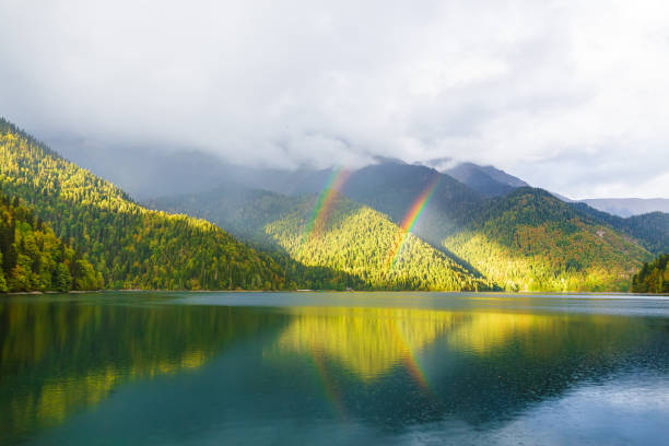 istock Mountain Lake and rainbow 835607160