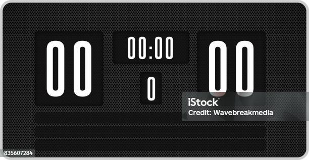 Black Scoreboard With No Score Stock Photo - Download Image Now - Scoreboard, Soccer, Sport