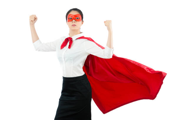 istock superhero showing her strong muscle 835620228