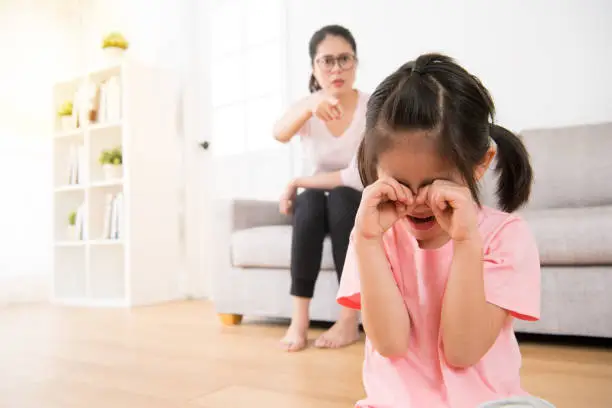 young children making mistakenly crying