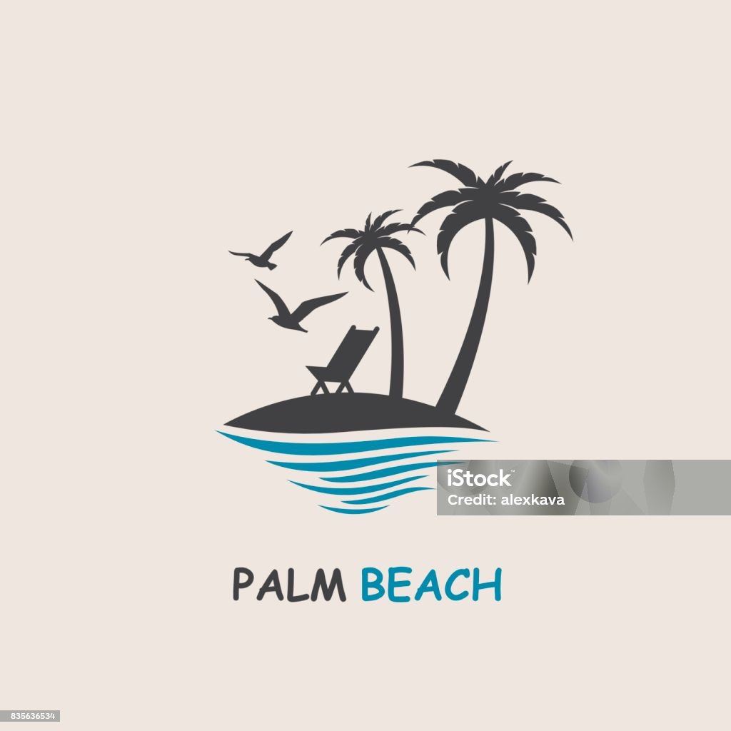Palm Beach-Symbol - Lizenzfrei Insel Vektorgrafik