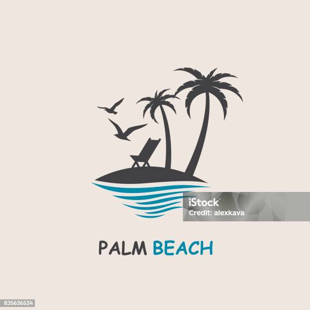 Palm Beach Icon Stock Illustration - Download Image Now - Island, Beach, Logo