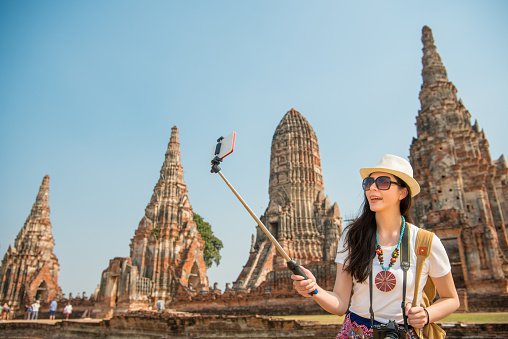 Thailand Ayutthaya tourist taking picture