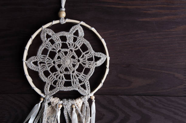 istock Beige crochet doily dream catcher 835645108