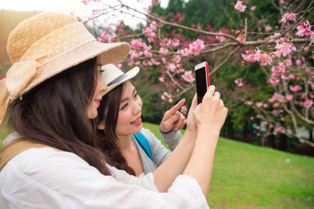 istock Travel asian girls using smartphone app 835650352