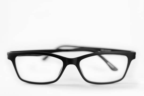 istock Black designer glasses on white background 835703526