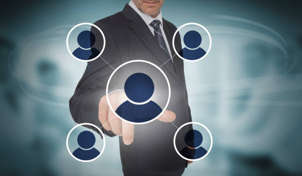 istock Businessman touching futuristic social network interface 835714888