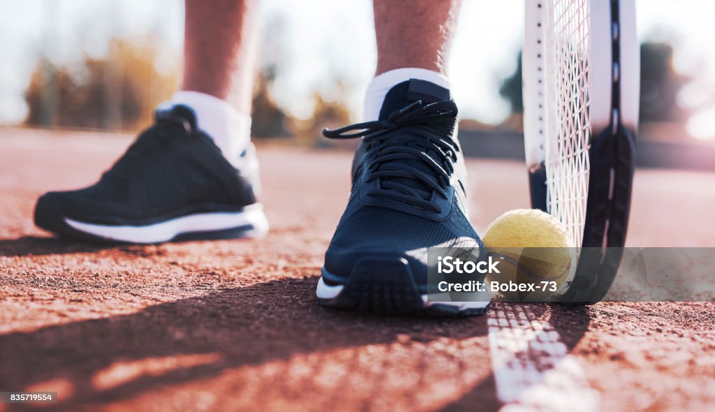 Tennis-Spieler. Sport, Freizeit-Konzept - Lizenzfrei Schnur Stock-Foto