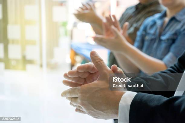 Group Of Business Man Feel Happy Clap Hand Stock Photo - Download Image Now - Clapping, Achievement, Admiration