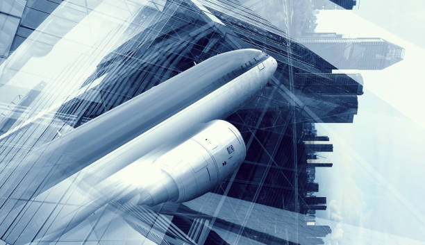 Airliner in sky. Mixed media . Mixed media