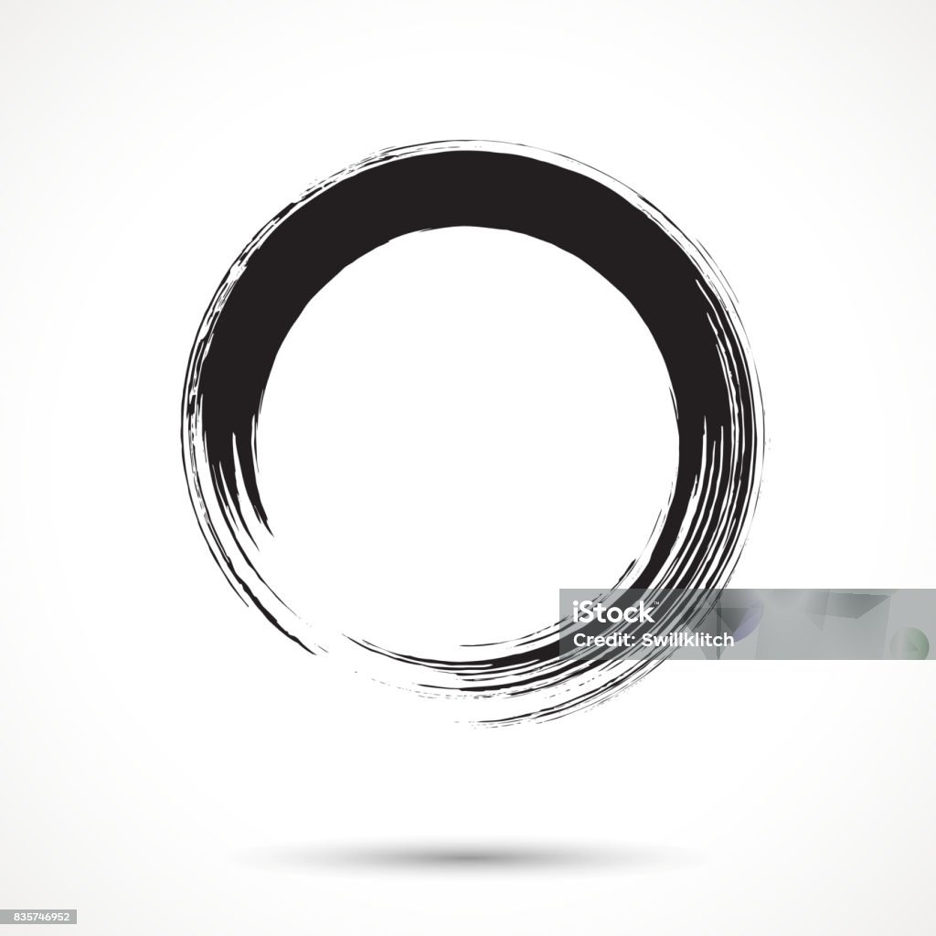 Brush painted black ink circle Brush painted black ink circle on white background Circle stock vector