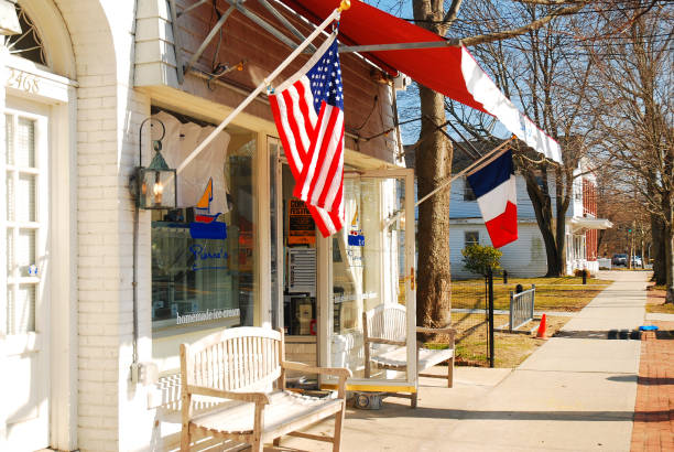 East Hampton, NY, USA March 6, 2010 While businesses are closed in East Hampton during the off season this French pastry and snack shop has opened its doors