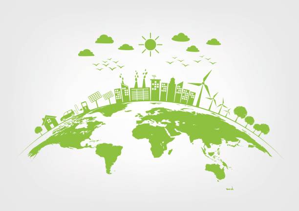 Green city on earth, World environment and sustainable development concept, vector illustration Green city on earth, World environment and sustainable development concept, vector illustration power energy development abstract stock illustrations