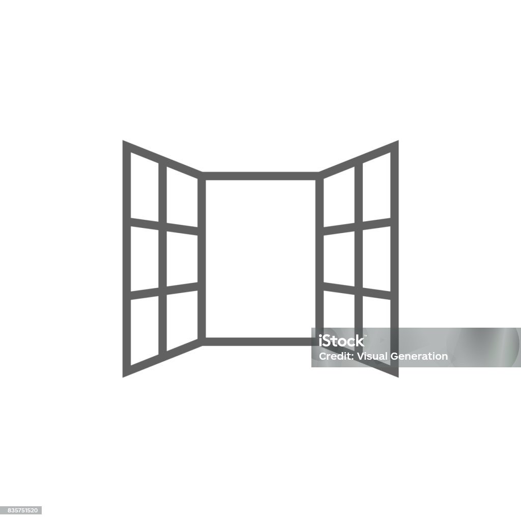 Open windows line icon Open windows thick line icon with pointed corners and edges for web, mobile and infographics. Vector isolated icon. Window stock vector