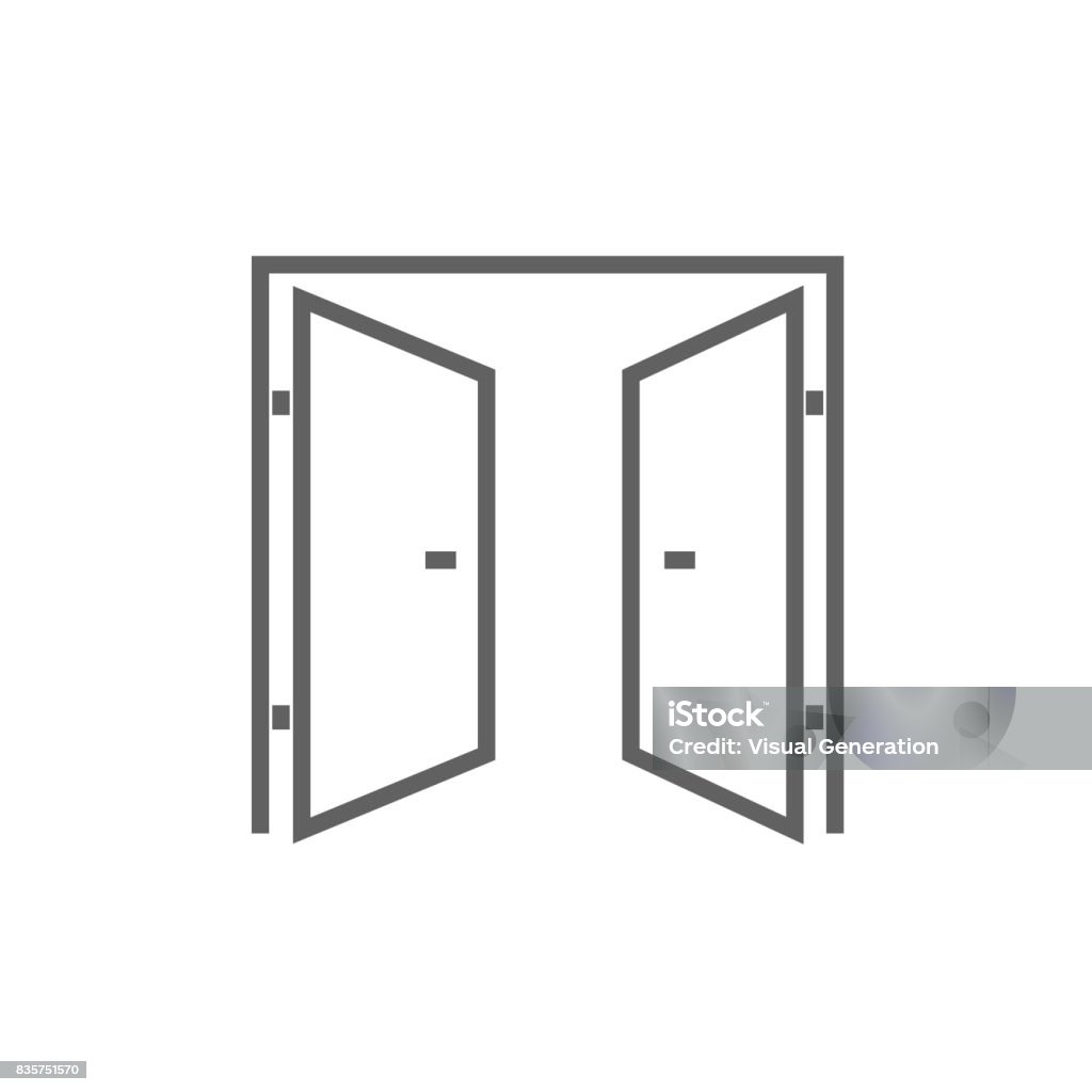 Icono de puertas abiertas de - arte vectorial de Puerta - Entrada libre de derechos
