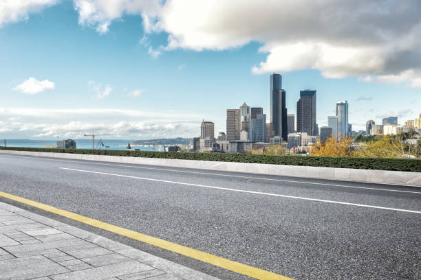 istock empty road with cityscape of modern city 835753844