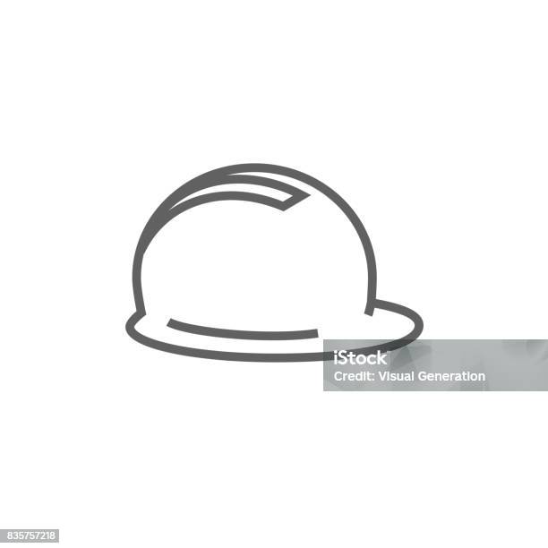 Hard Hat Line Icon Stock Illustration - Download Image Now - Safety, Hardhat, Icon Symbol