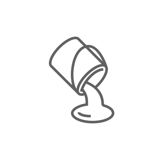 Paint pouring from bucket line icon Paint pouring from bucket thick line icon with pointed corners and edges for web, mobile and infographics. Vector isolated icon. pouring stock illustrations