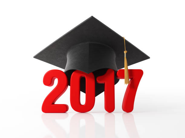 istock Red 2017 Wearing A Black Mortarboard on White Background 835757862