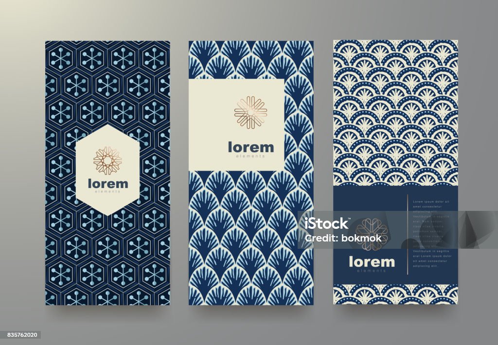 packaging 44 Vector set packaging templates with different texture for luxury products.logo design with trendy linear style.vector illustration Pattern stock vector