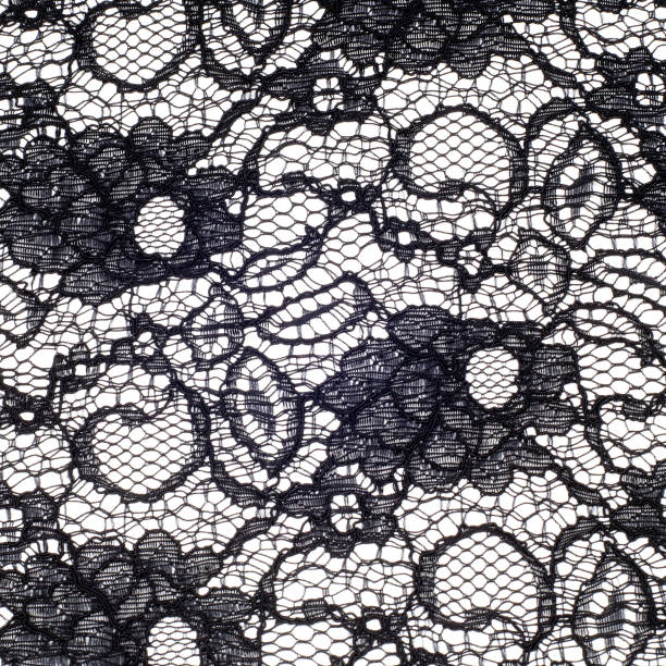 istock The texture of fabric lace, black color 835768404