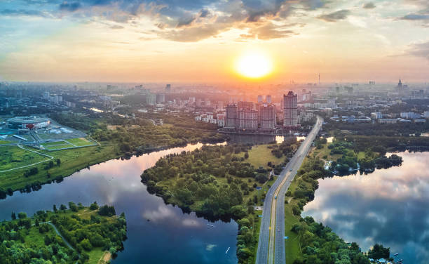 istock Aerial view of Strogino floodplain in Moscow 835769882