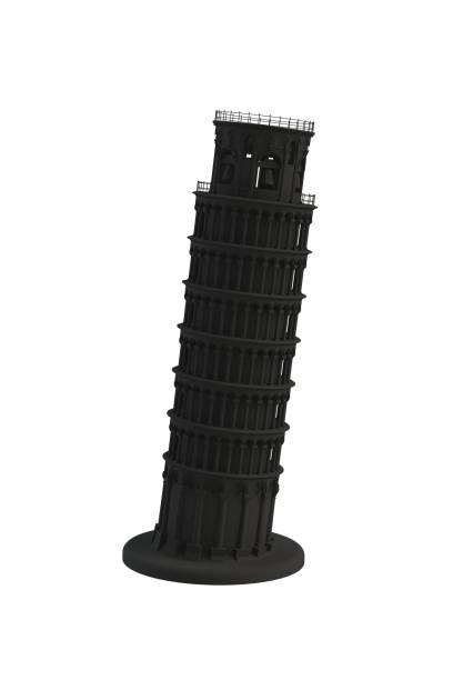 istock Black leaning tower of pisa on white background, 3D rendering 835775564
