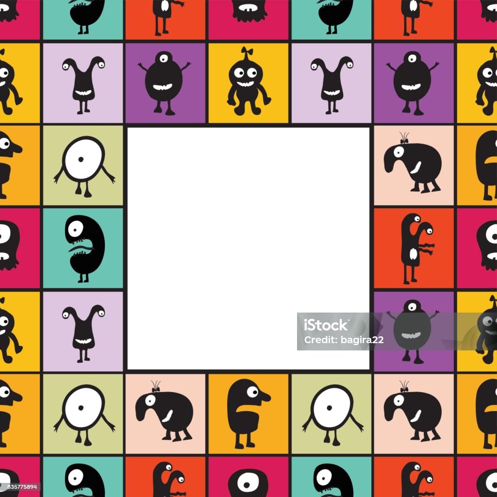 Monster Color Frame Frame Black Monsters With Emotions Stock Illustration - Download Image ...
