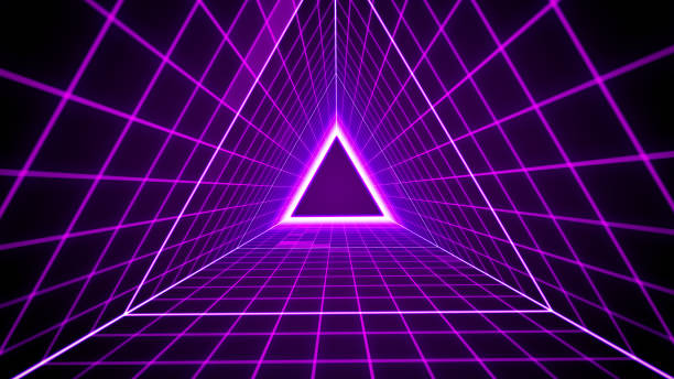 80's retro style background with triangle grid lights 80's retro style background with triangle grid lights. vj loop stock pictures, royalty-free photos & images