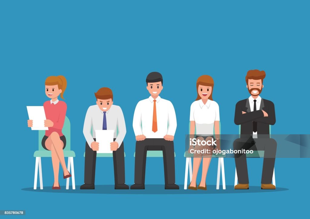 Business people waiting for job interview. Business people waiting for job interview. Human Resources and Recruitment Job Concept Interview - Event stock vector