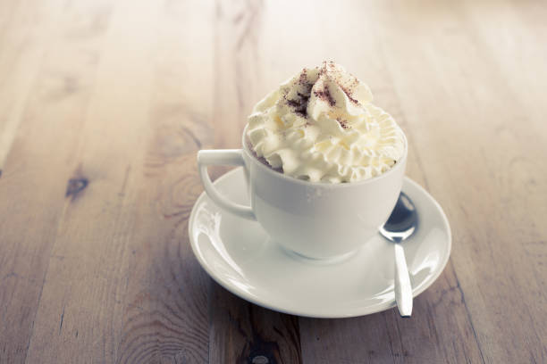 Hot chocolate cup top view.