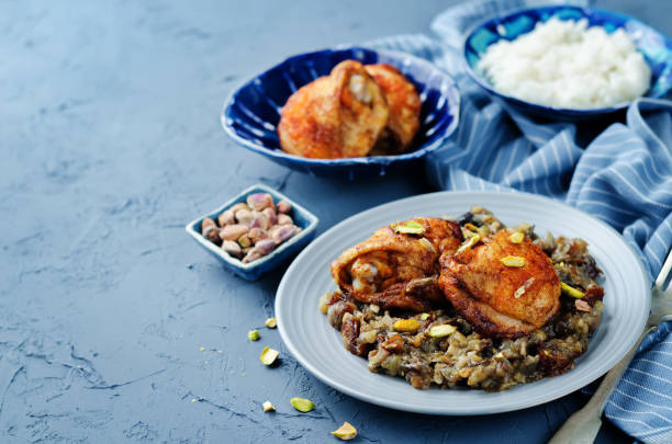istock Moroccan spiced chicken with dates and aubergines 835783902