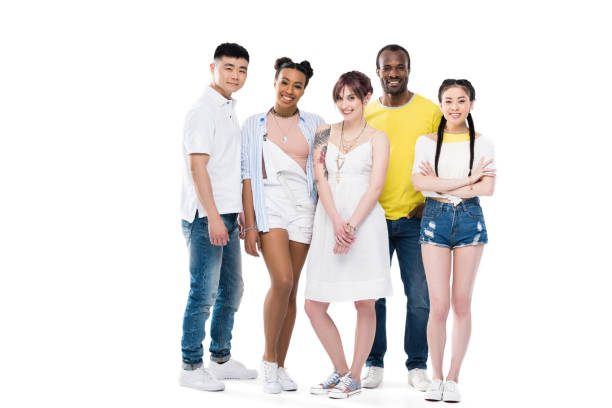 istock group of happy young multiethnic people smiling at camera while standing together isolated on white 835791976