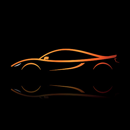 Supercar orange outline. Elegant sign for your company, brand or any auto related things.