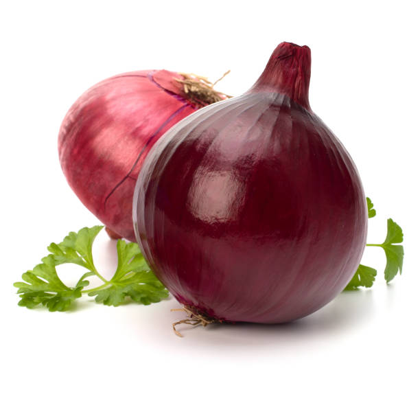 istock Red onion tuber and fresh parsley 835813276