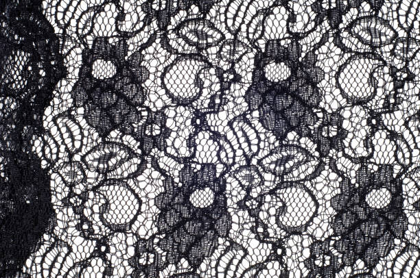 istock The texture of fabric lace, black color 835820532