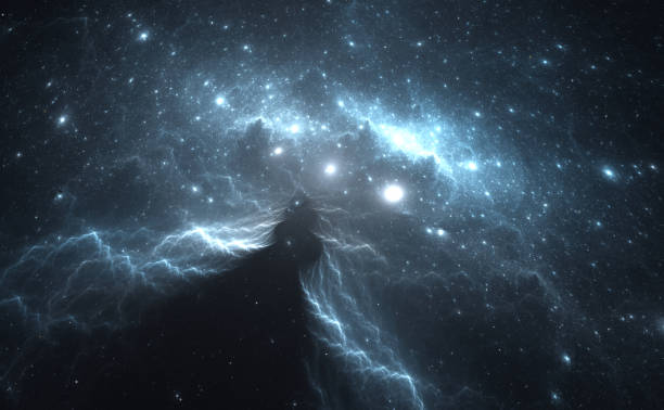 istock Three glowing hot stars in the nebulae 835821166