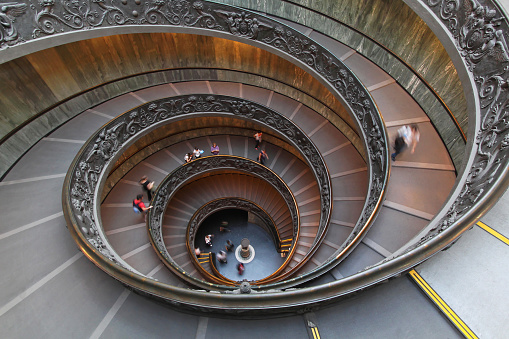 ROME, ITALY - OCTOBER 26: The Bramante Staircase in Vatican on OCTOBER 26, 2009. Double Helix Staircase in Vatican.