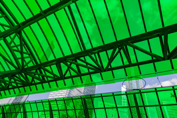 istock Skyscrapers behind green glass 835832916