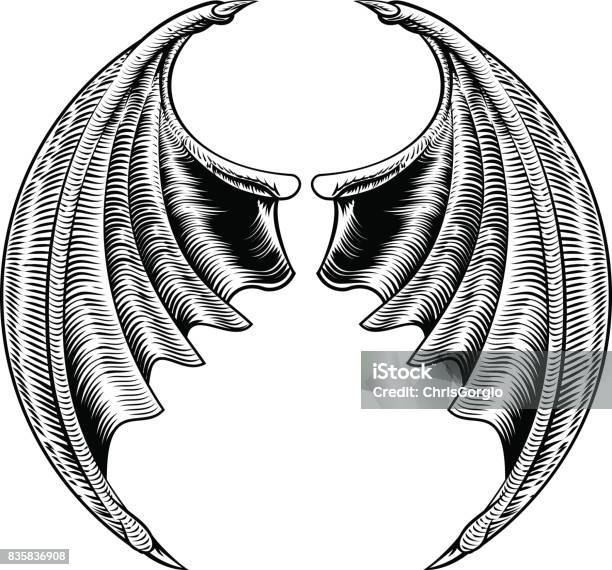Bat Or Dragon Wings Design Stock Illustration - Download Image Now - Costume Wing, Animal Wing, Dragon