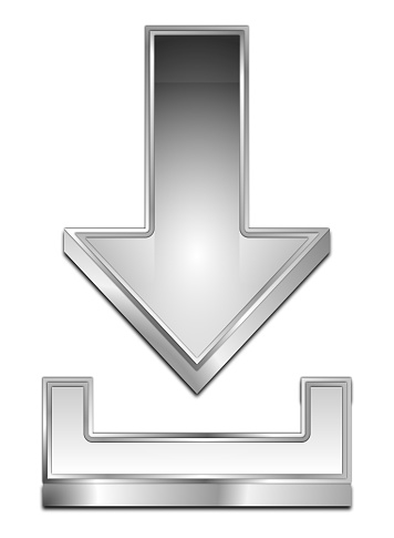 silver download symbol - 3D illustration